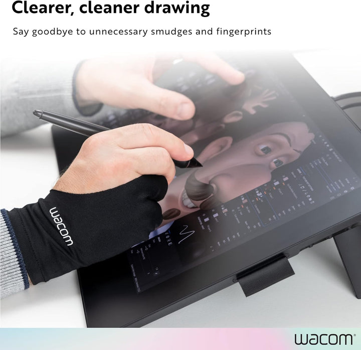 Wacom Zeichenhandschuh, Zwei-Finger-Künstler-Handschuh für Zeichnungstablet-Stift-Display, 90% recyc