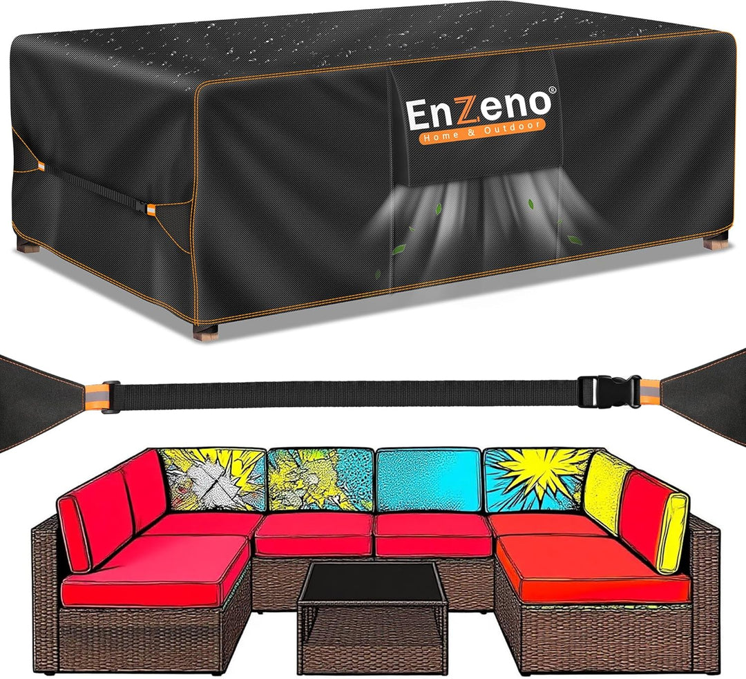 Enzeno Gross Gartenmöbel Abdeckung Wasserdicht mit Belüftungsöffnungen 280 * 205cm, Abdeckplane Schu