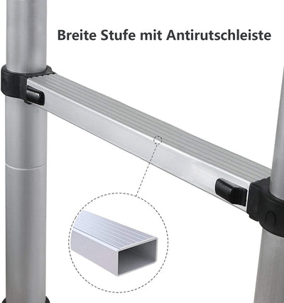 EINFEBEN 4.4M Aluminium Teleskopleiter, Multifunktionsleiter Schiebeleiter Hohe Sicherheit, 150 kg B