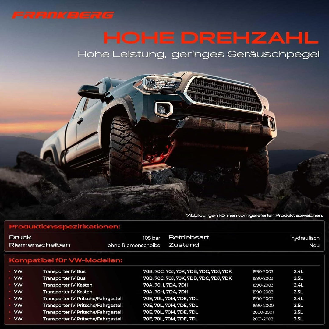 Frankberg Servopumpe Hydraulikpumpe Lenkung Kompatibel mit Transporter IV 70XA 70XB 70XC 7DB 7DW 2.4