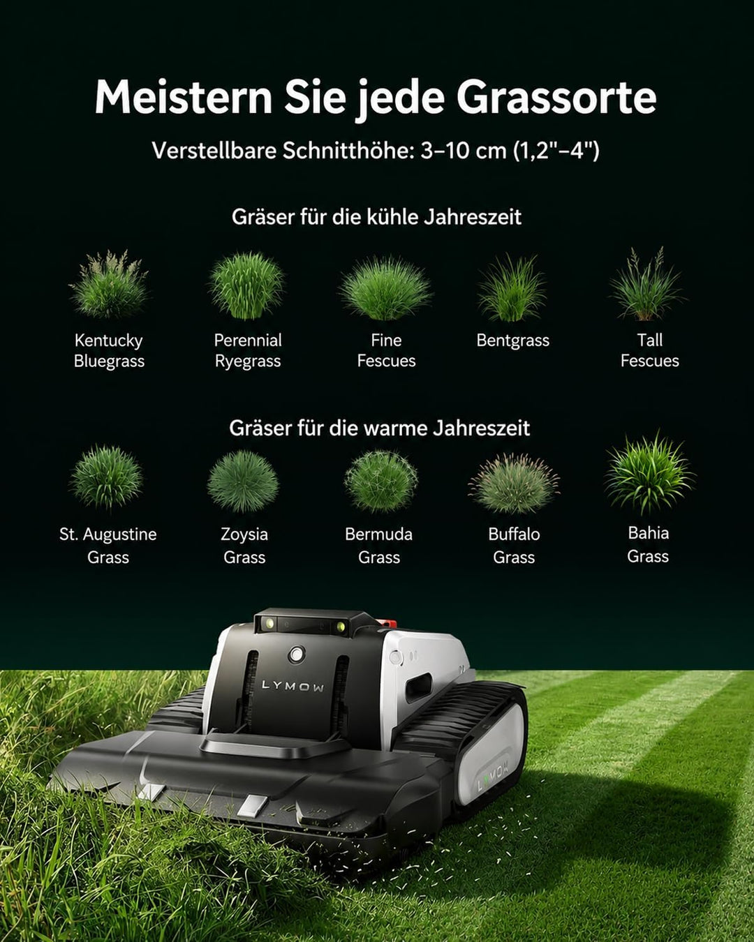 Lymow One Plus Mähroboter ohne Begrenzungskabel für 7000 m², KI-Hindernisvermeidung, 45° Steigung, S