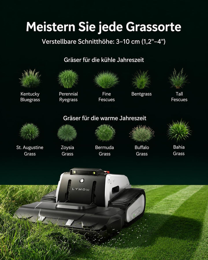 Lymow One Plus Mähroboter ohne Begrenzungskabel für 7000 m², KI-Hindernisvermeidung, 45° Steigung, S