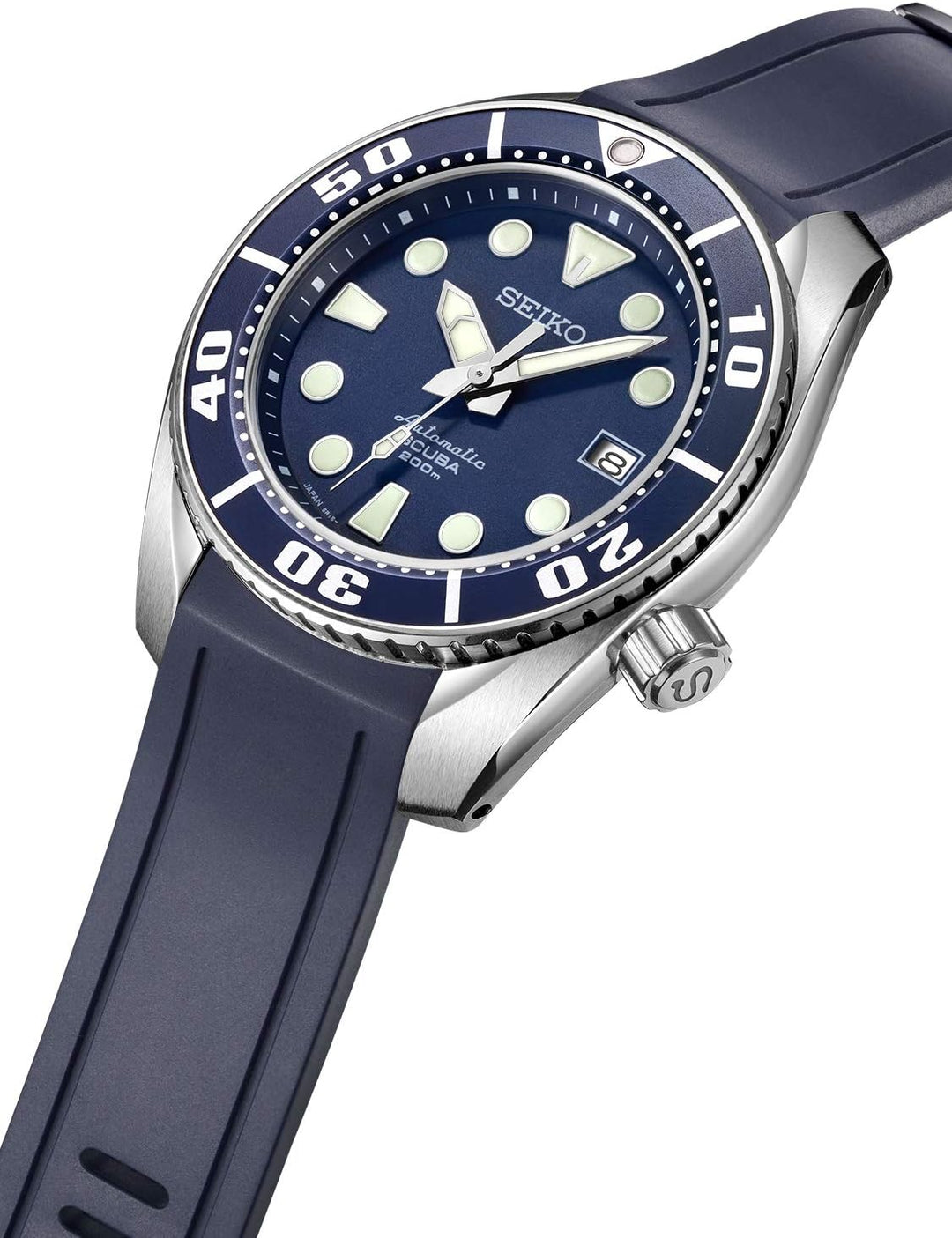 CRAFTER BLUE CB02 Uhrenarmband mit Rundanstoss Gummiband Ersatz für Seiko Sumo SPB101J1,SPB125J1, SP