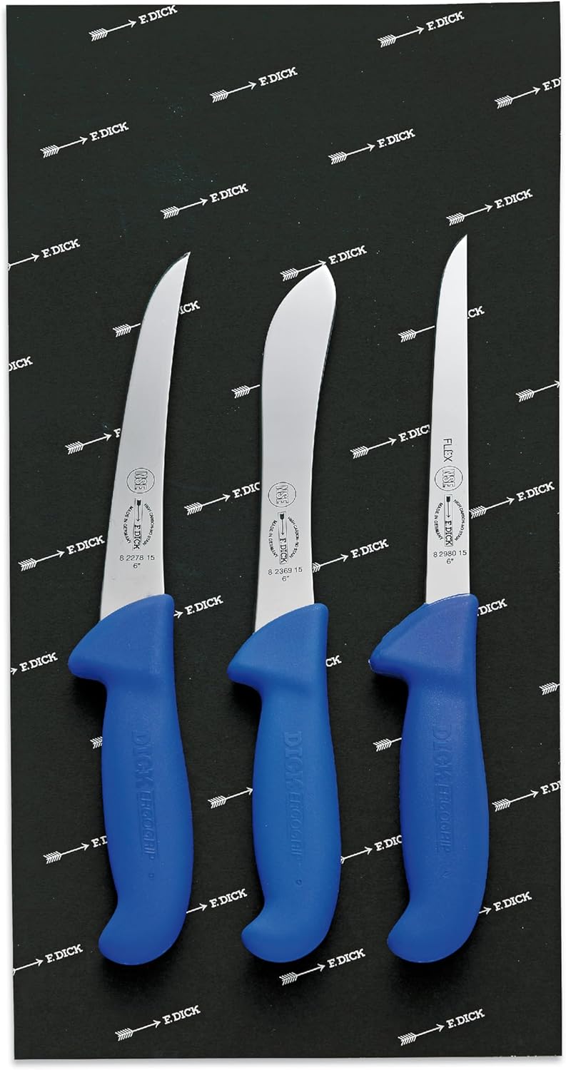 F. DICK Messer Set ErgoGrip 3-teilig (Ausbeinmesser 15 cm „flexibel“, A. Messer 15 cm, Sortiermesser
