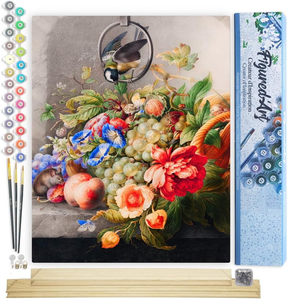 Figured'Art Malen Nach Zahlen Erwachsene Mit Rahmen Blumen und Obst - Herman Henstenburgh - Paint by