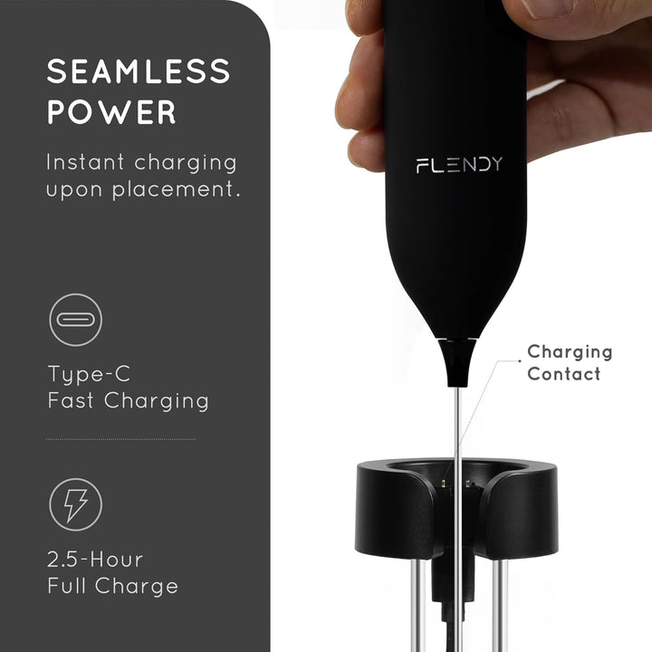 Wiederaufladbarer Hand Milchaufschäumer Stab, Aufschäumer Stab mit USB-C Ladehalterung, Mini Milchau