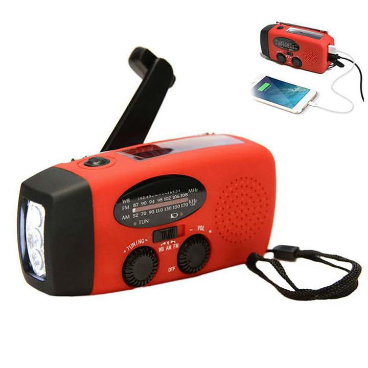 Notfallradio mit 2000mAh Powerbank, Kurbel, Solar, AM/FM & LED Taschenlampe – Tragbares NOAA Wetterr