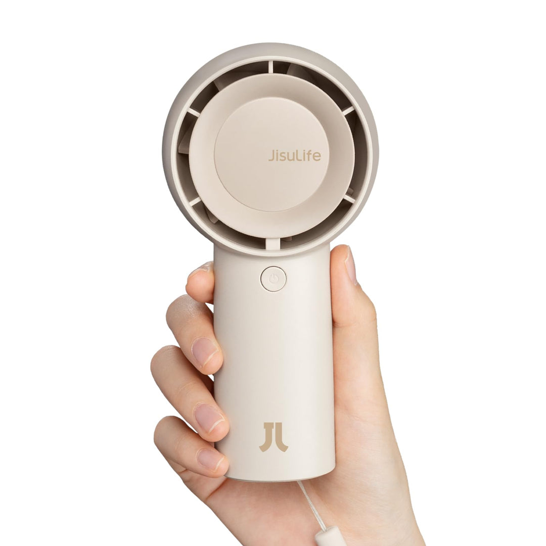 JISULIFE Turbo Handventilator Akku [16 Stunden Lange Arbeitszeit] 4000mAh Tragbarer Mini Ventilator