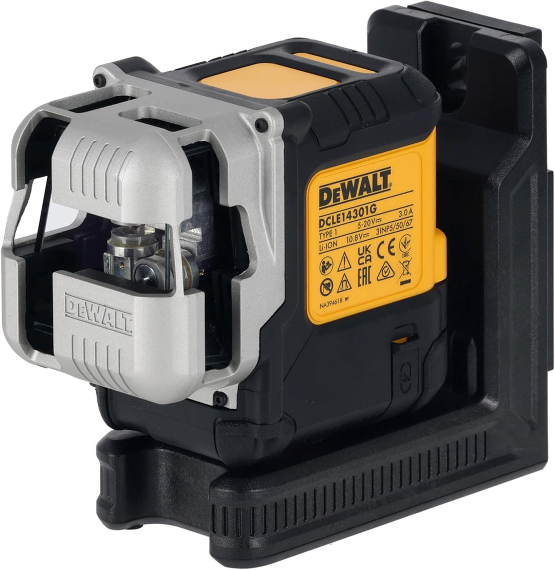 DEWALT USB 3x180 Multilinienlaser DCLE14301GB-XJ (3 grüne Laserlinien, integrierter Li-Ion Akku, 30