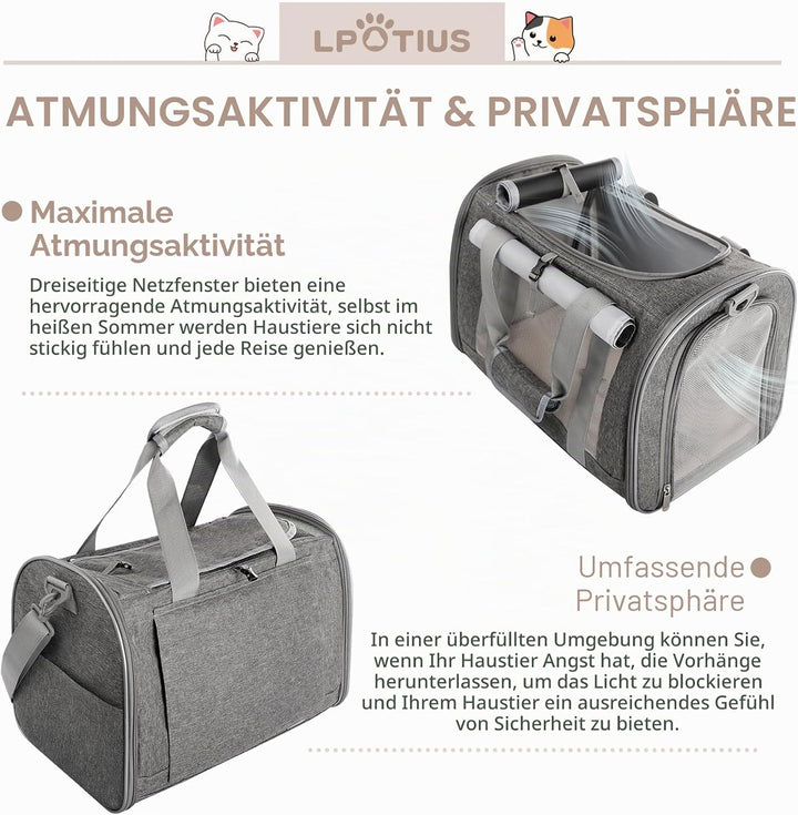 Transporttasche für Katzen, Tragetaschen für Hunde, atmungsaktiv und faltbar, Transportbox für Katze