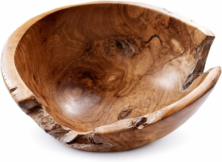 Windalf Rustikale Holzschale SIMA Ø 19 cm Dekoschale für Schmuck & Schlüssel Handarbeit aus Teakwurz