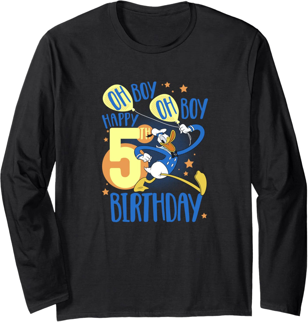 Disney Donald Duck Happy 5th Birthday Oh Boy Oh Boy Langarmshirt