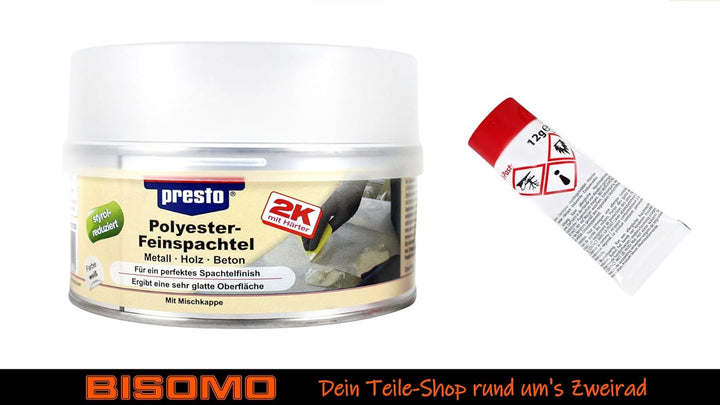 2K Polyester Feinspachtel, 2-Komponenten Spachtel, Füller 250g - 1000g, ergibt sehr glatte Oberfläch