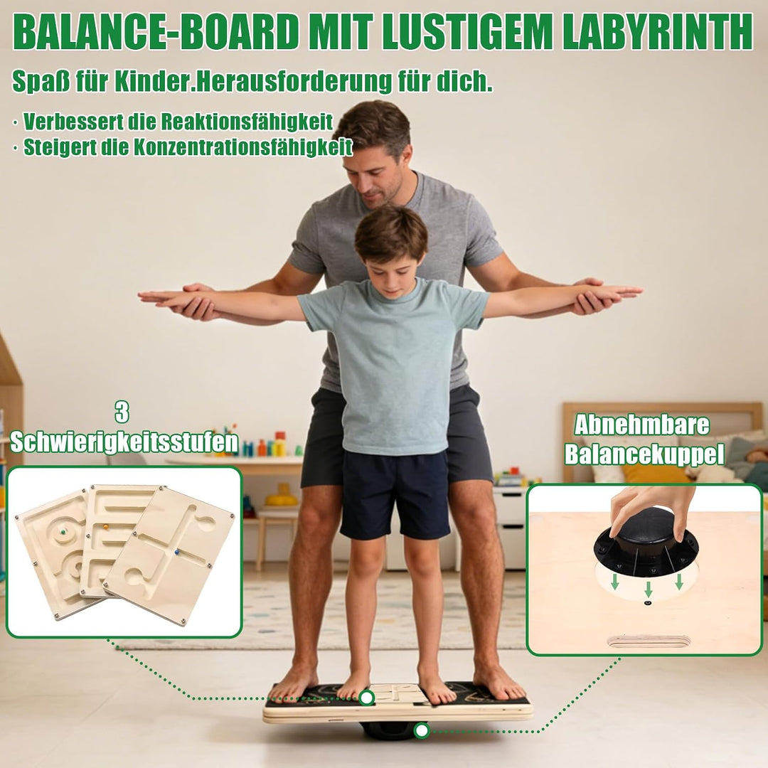 2 in 1 Wadendehner Balance Board mit 12 Winkeln 18°-53° Verbreitet | Haltbares Holz,47x40cm,3*Kugell