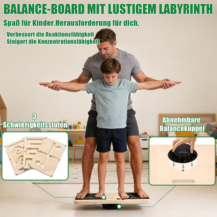 2 in 1 Wadendehner Balance Board mit 12 Winkeln 18°-53° Verbreitet | Haltbares Holz,47x40cm,3*Kugell