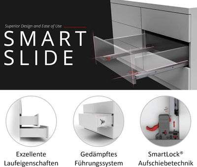 SOTECH 1 Paar Smart Slide Vollauszüge UV4-40-K2D-L400-SC für Holzschublade, 40 kg, 400 mm mit Soft-C