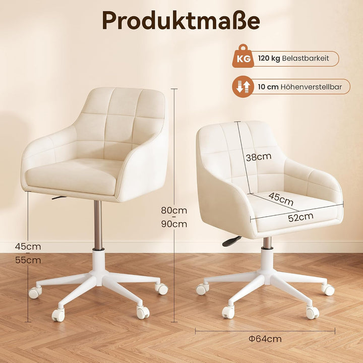 YOUDENOVA Schreibtischstuhl, Drehstuhl mit Rollen, Schminkstuhl Höhenverstellbar, Homeoffice Stuhl,