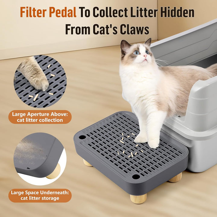 Erhöhte Katzenklo-Rampe, Katzentreppe mit Holzfüssen, Katzenstreu-Filterpedal für automatische selbs