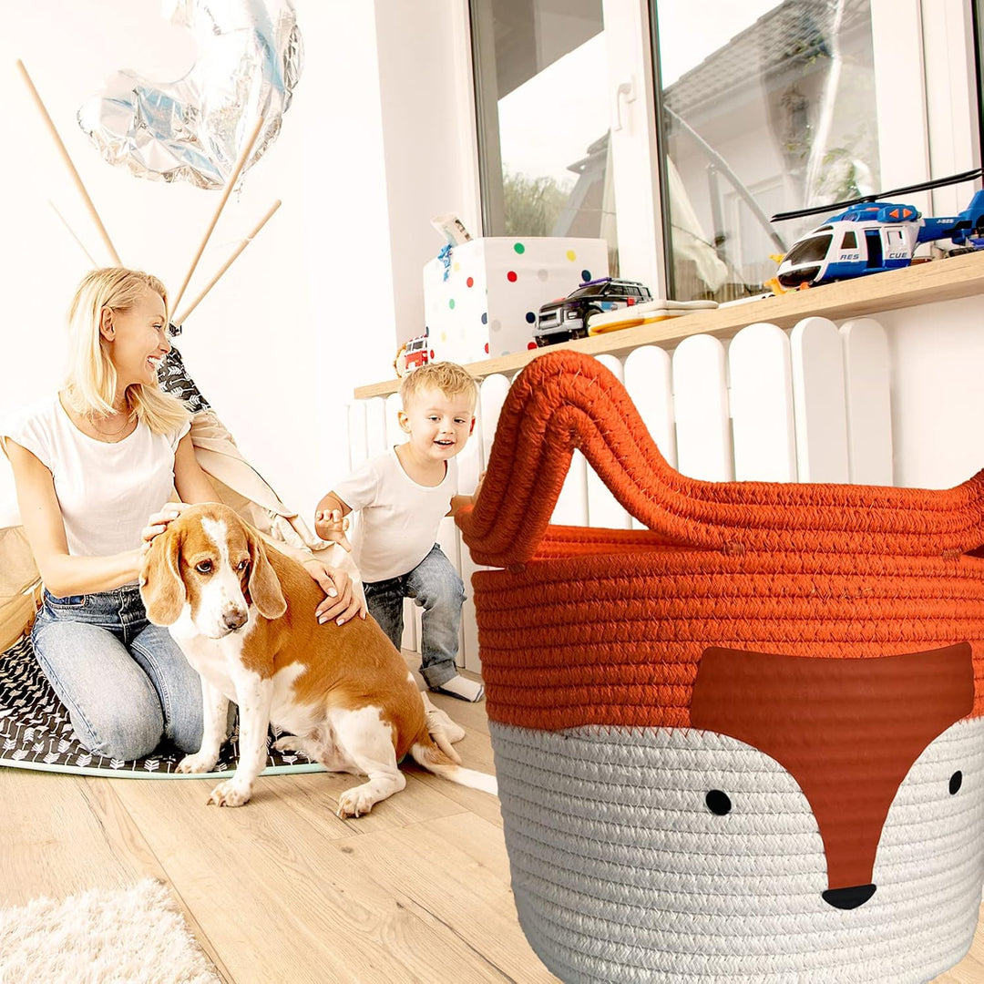 Bigepige Aufbewahrungskorb Kinder, Baby Spielzeug Baumwollseil Aufbewahrung Korb Geflochten, WäSchek