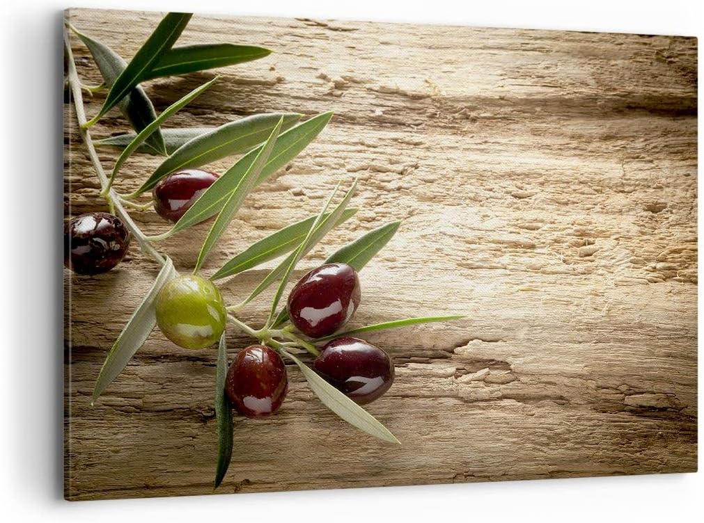 Bilder auf Leinwand 100x70cm Leinwandbild Oliv italien aroma diät Gross Wanddeko Bild Schlafzimmer K