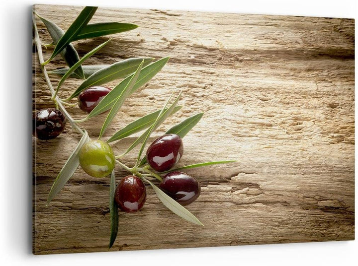 Bilder auf Leinwand 100x70cm Leinwandbild Oliv italien aroma diät Gross Wanddeko Bild Schlafzimmer K