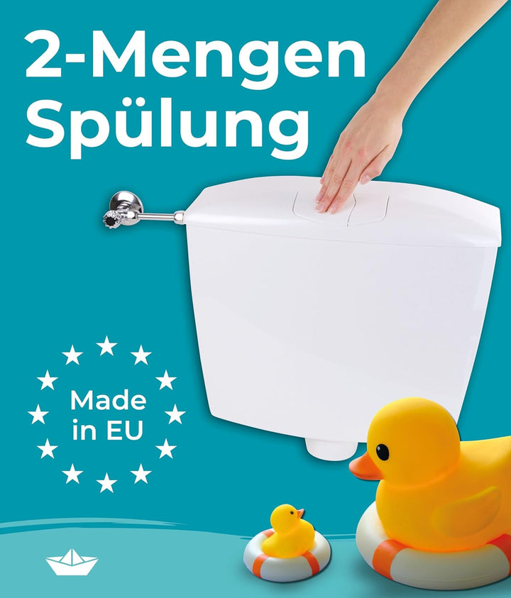 Calmwaters® Premium Spülkasten WC - Made in EU - wassersparend - 2-Mengen-Spülung - Aufputz Spülkast