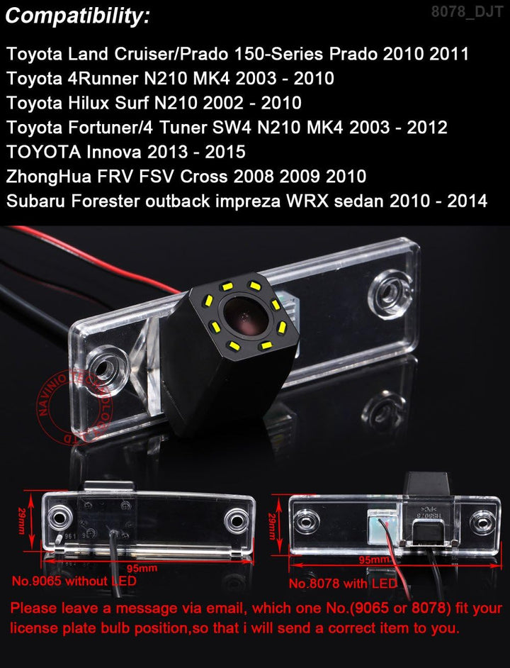 8 LEDs Nachtsicht Einparkkamera Wasserdicht Nachtsicht HD Rückfahrkamera Ersatz für Toyota Fortuner/