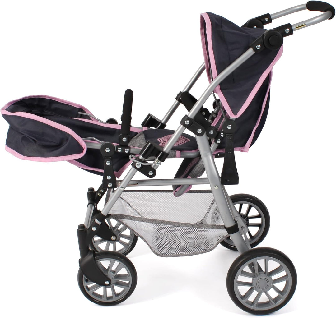 Bayer Chic 2000 - Puppenwagen Twinny, Zwillingspuppenwagen für Zwei Puppen, Zwillingsbuggy für Kinde