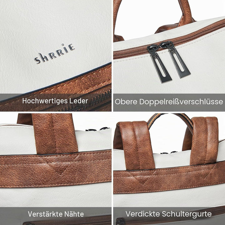 Shrrie Laptop-Rucksack für Damen, 15,6 Zoll Reise-Rucksack aus Leder, Handgepäck-Rucksack Computerta