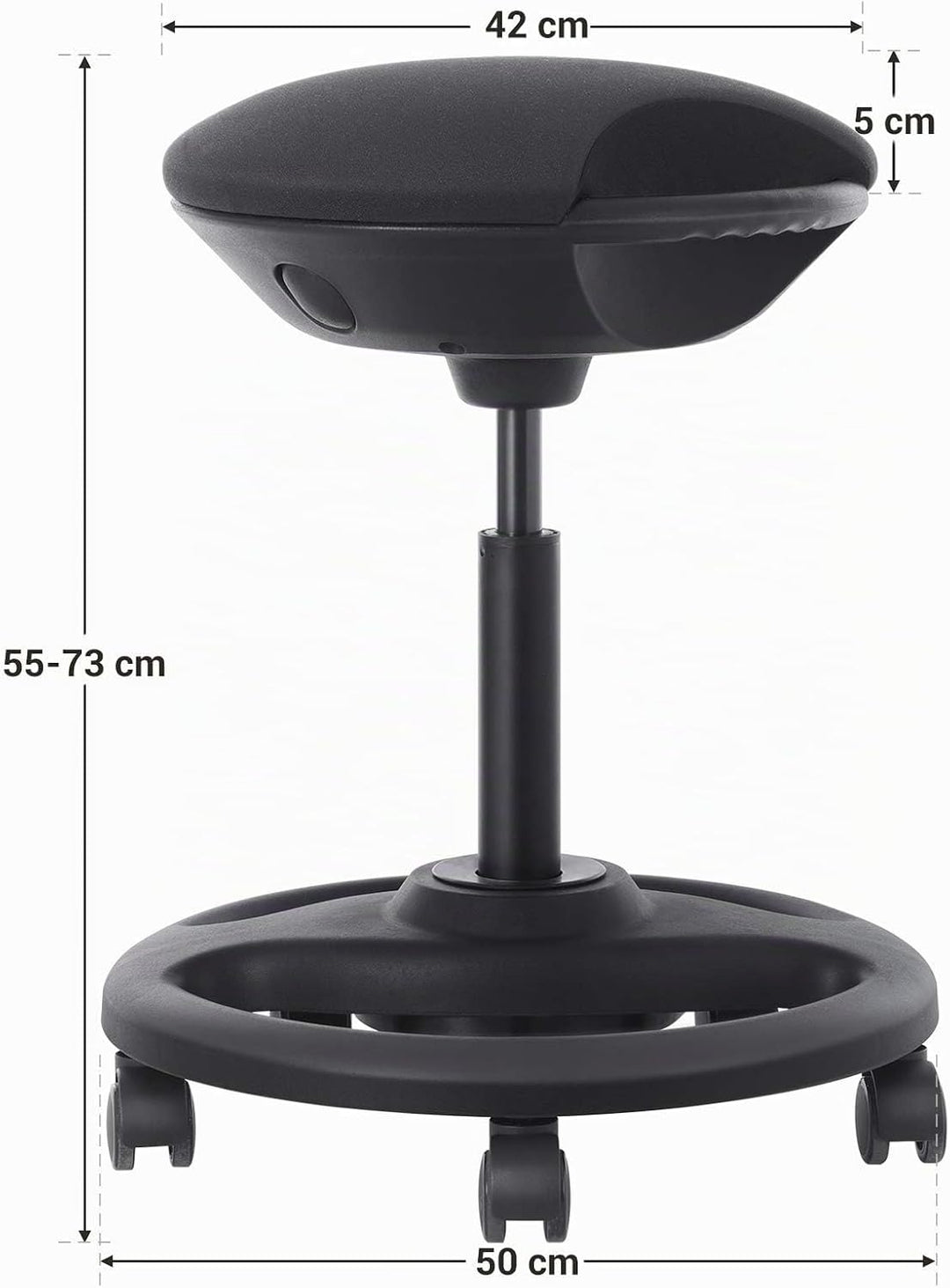 SONGMICS Bürohocker, ergonomischer Arbeitshocker, Rollhocker, Drehstuhl auf Rollen, extra grosser Si