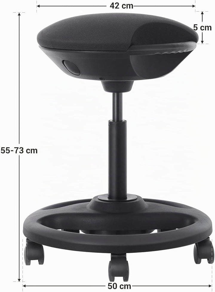 SONGMICS Bürohocker, ergonomischer Arbeitshocker, Rollhocker, Drehstuhl auf Rollen, extra grosser Si