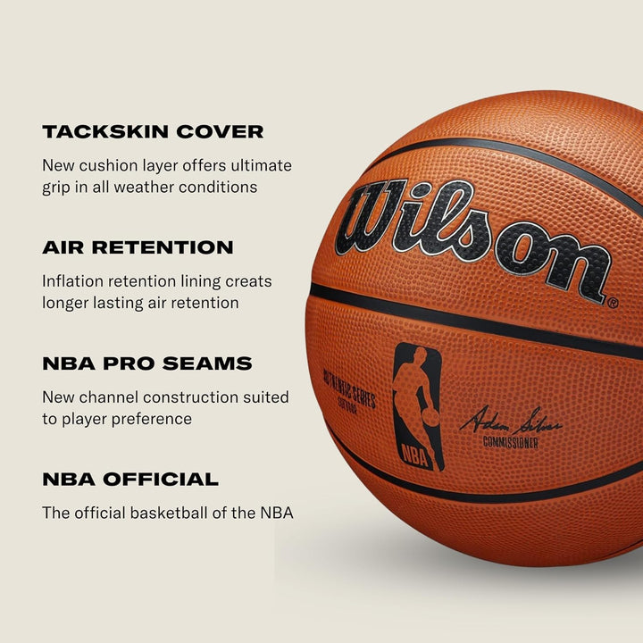 Wilson Unisex-Adult NBA Authentic Series Outdoor Basketball Braun Size 7 - 29.5" Single, Braun Size