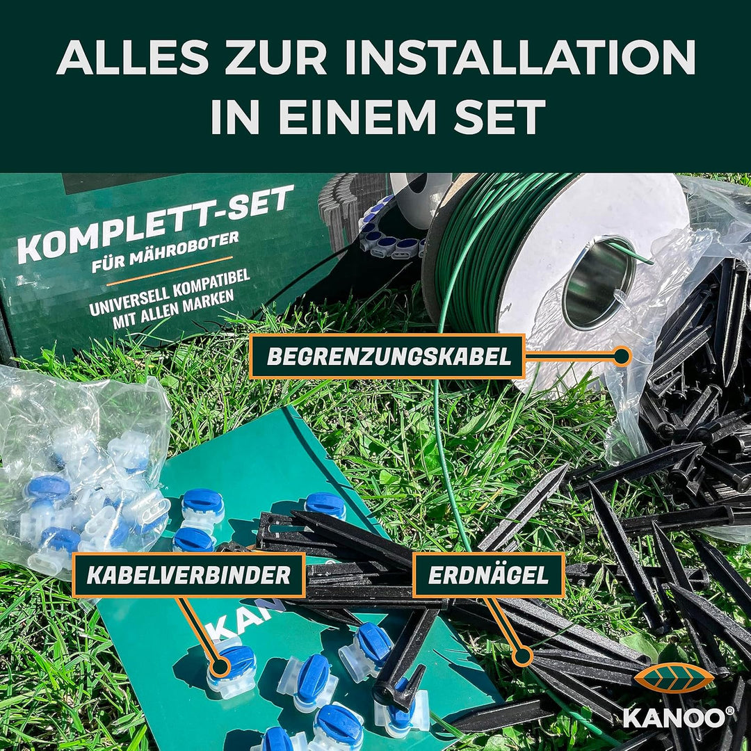 kanoo® Installationsset für Mähroboter mit 50m Begrenzungskabel + 100x Erdnägel + 20x Kabelverbinder