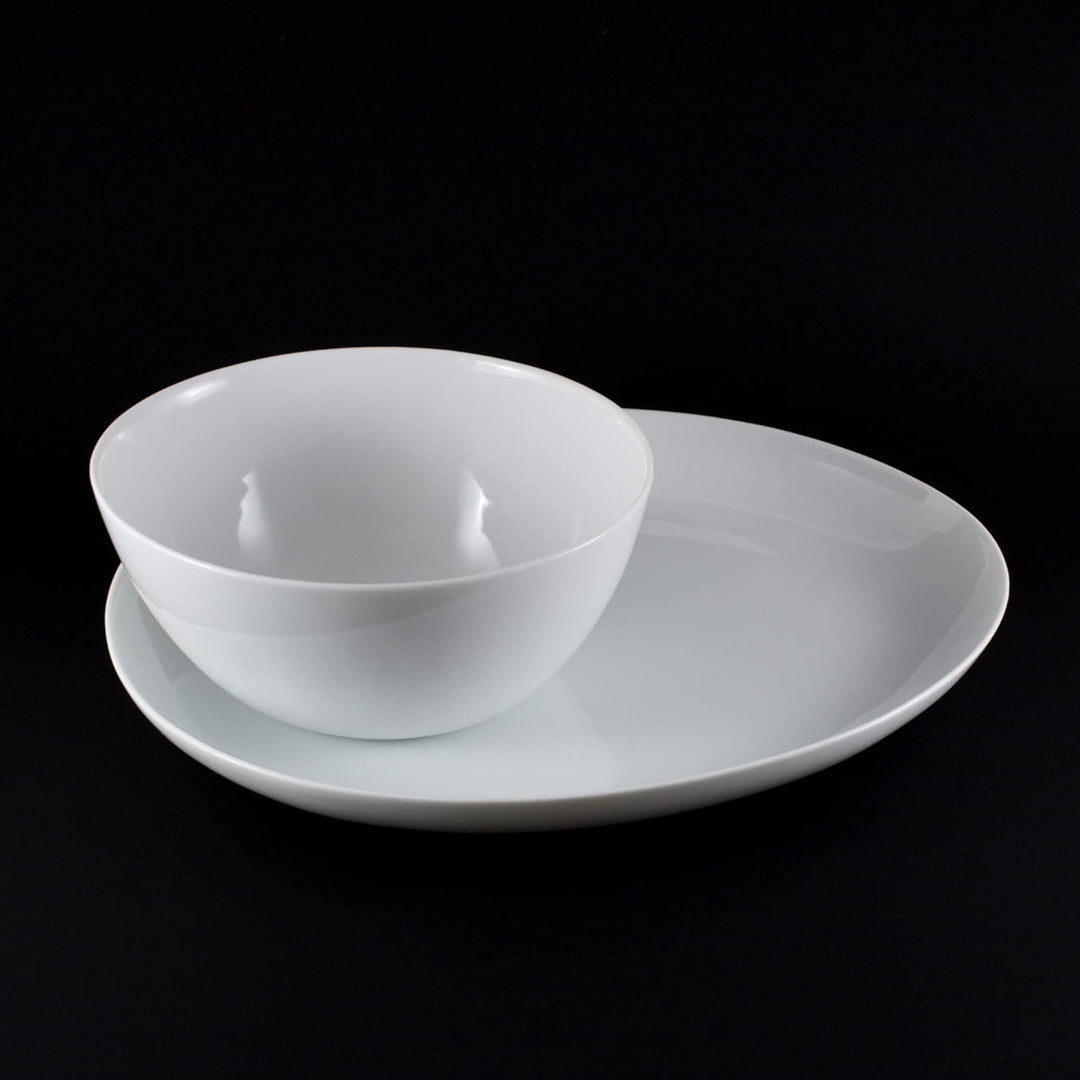 Japanischer Teller Serie Yuuki 21 cm feinstes weisses Porzellan edle Transparenz 21,8 x 17,8 x 2,4 c