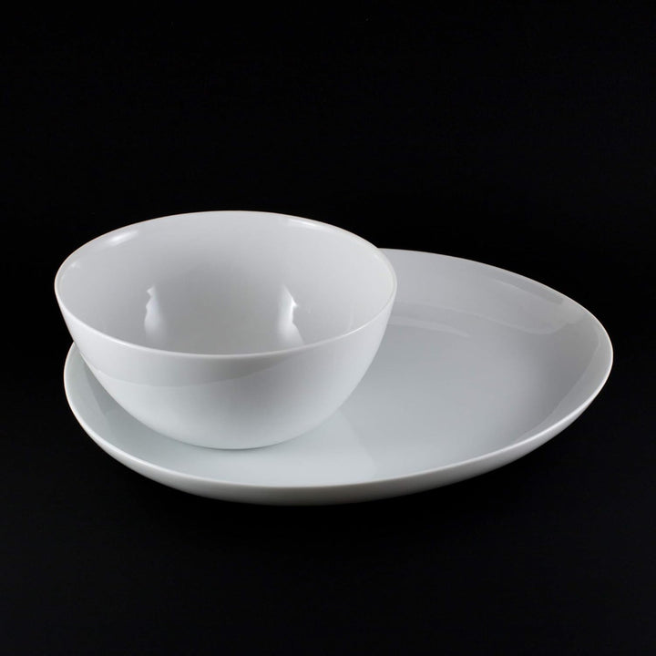 Japanischer Teller Serie Yuuki 21 cm feinstes weisses Porzellan edle Transparenz 21,8 x 17,8 x 2,4 c