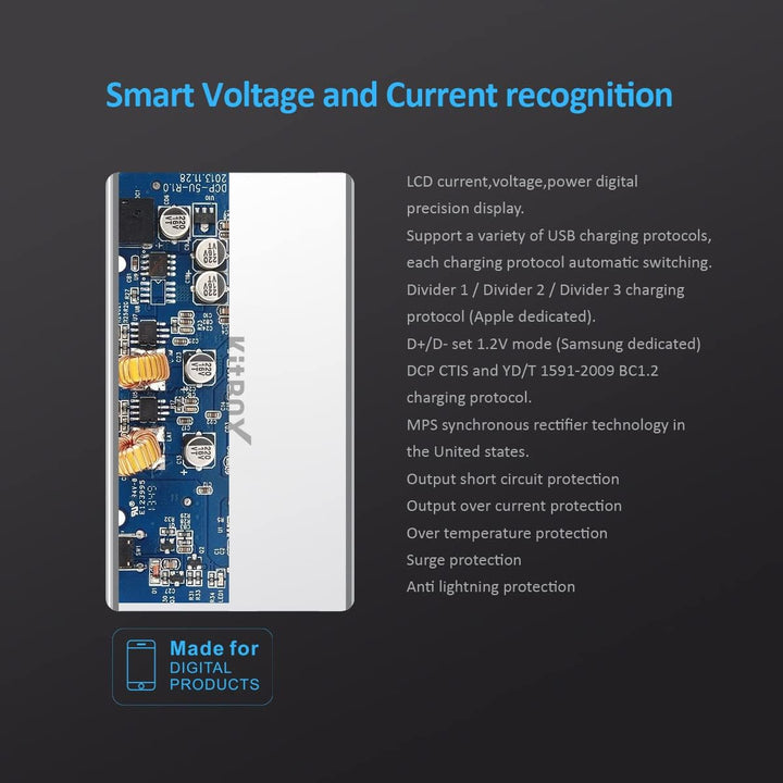 USB Ladegerät Mehrfach mit Display LED 40W USB Multi Ladegerät mit Stecker USB Ladeleiste Power Lade