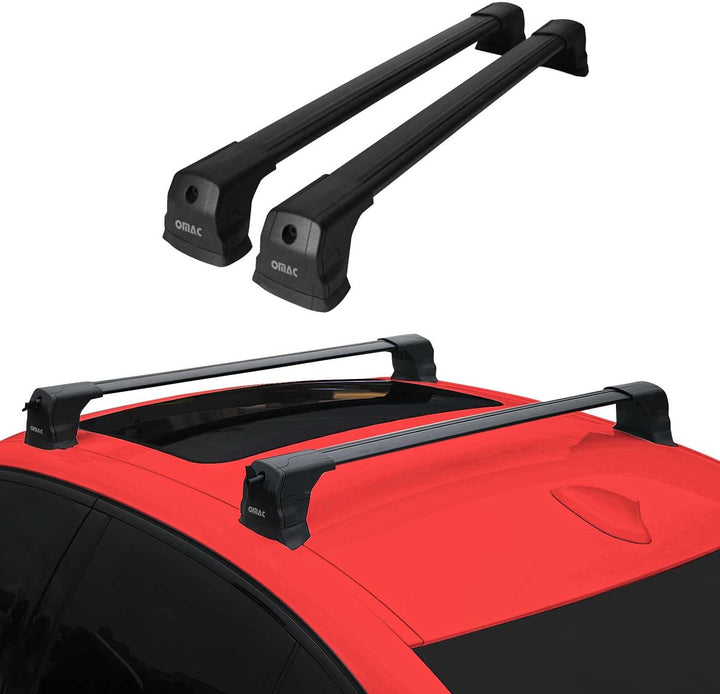 Omac Relingträger Dachträger Kompatibel mit Kia Soul 2013-2019 Aluminium Dachreling 2 TLG Schwarz, S