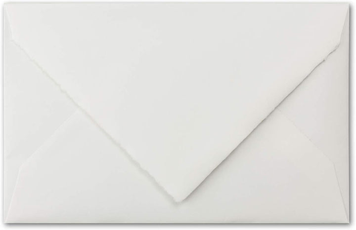 100 Stück C6 Vintage Brief-Umschläge, Büttenpapier, 11,4 x 16,2 cm, Weiss halbmatt gerippt hochwerti