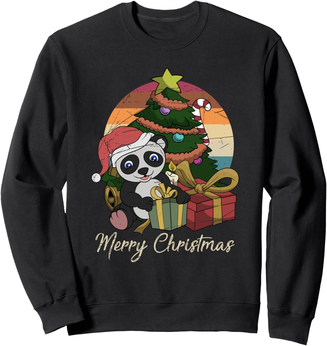 Weihnachtsbaum Bescherung Kinder Geschenk Panda Sweatshirt