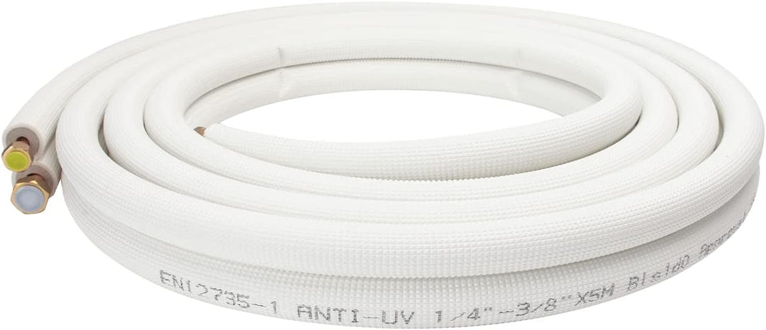 2x 5m 1/4"+3/8" Zoll Kupferleitungen Kältemittelleitungen Isoliert Kupferrohr für 9000/12000 BTU Mon