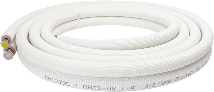 2x 5m 1/4"+3/8" Zoll Kupferleitungen Kältemittelleitungen Isoliert Kupferrohr für 9000/12000 BTU Mon