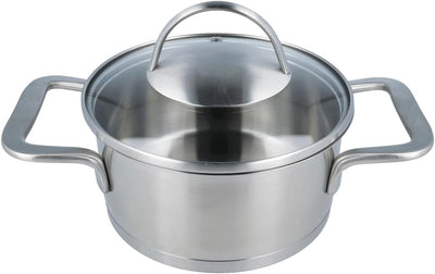 EUROHOME Kochtopf 1L - Kasserolle mit handlichem Griff - Edelstahltopf induktionsgeeignet - Fleischt