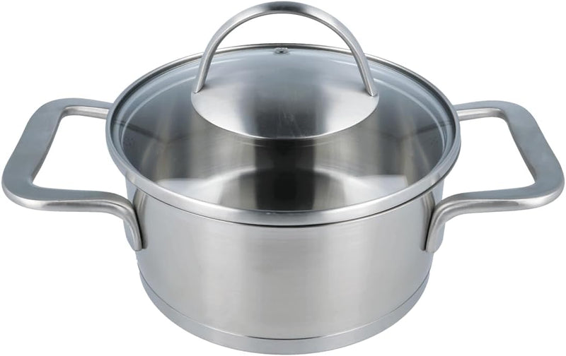 EUROHOME Kochtopf 1L - Kasserolle mit handlichem Griff - Edelstahltopf induktionsgeeignet - Fleischt
