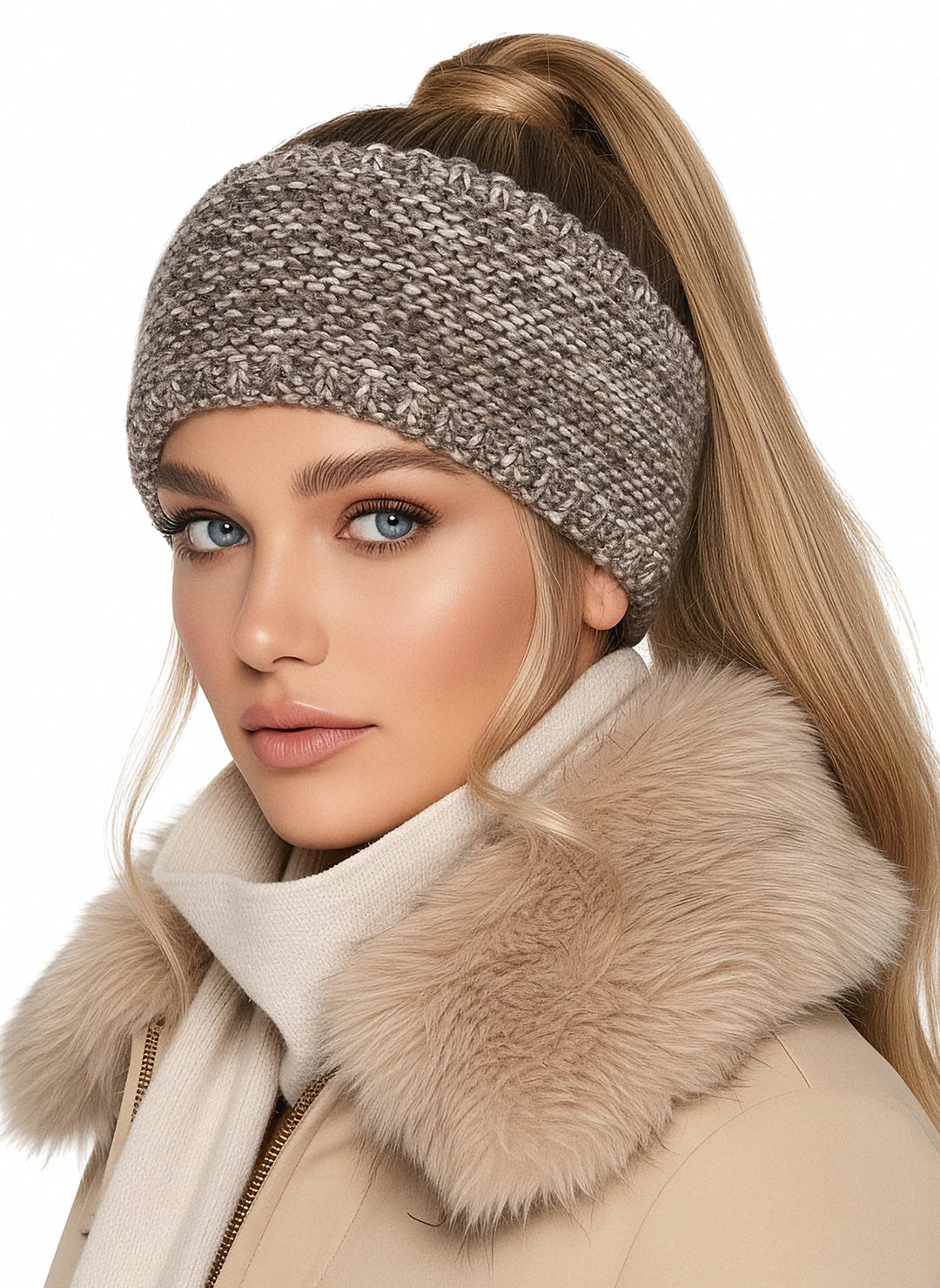 Baesics Stirnband Farbverlauf Taupe für Damen & Herren – warme & elastische Unisex Ohrenwärmer mit F