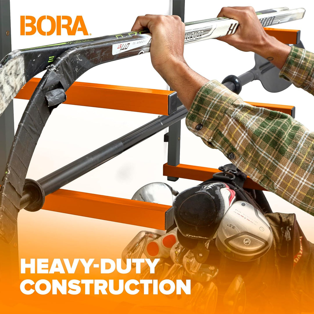 Bora Holzorganizer und Holzaufbewahrung Metallregal mit 6-stufiger Wandhalterung - Innen und Aussen