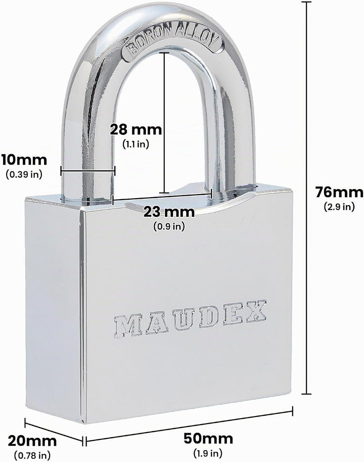 Maudex® RPB50 Hochleistungs-Vorhängeschloss – 10 mm gehärteter, schnittfester Bügel, wetterfester Ch