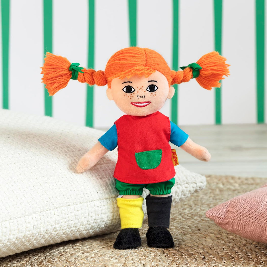 Pippi Langstrumpf Puppe, 20cm – süsse Stoffpuppe für Mädchen und weiche Kuschelpuppe ab 10 Monaten –