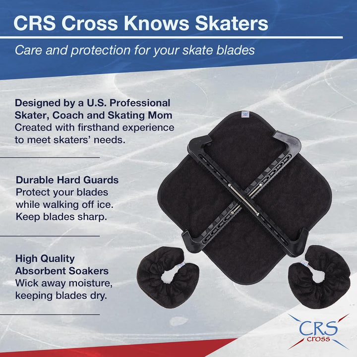 CRS Cross Skate Guards, Soakers and Towel Gift Set - Ice Skating Guards and Soft Skate Blade Covers