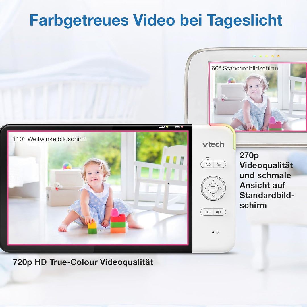 Vtech RM7764HD Babyphone mit Kamera 1080p WiFi Remote Access, 7 Zoll Video Baby Monitor, 360° Schwen