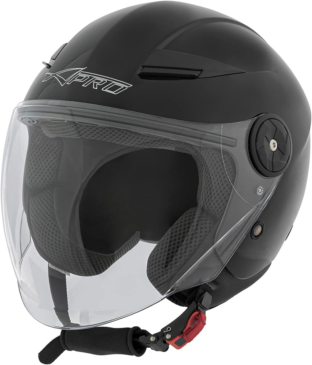 Motorradhelm Motorrad Roller Offenes Jet Scooter Helm Viser ECE 22 53-54 cm ( XS) Schwarz, 53-54 cm